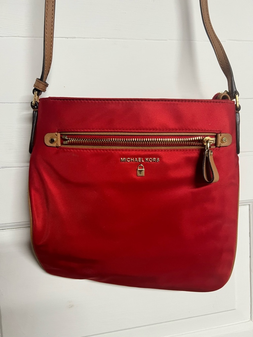Michael Kors Red Crossbody Bag - Kelsey Nylon Style